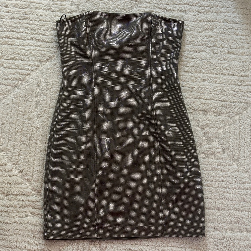 Zara sparkle Strapless mini Dress